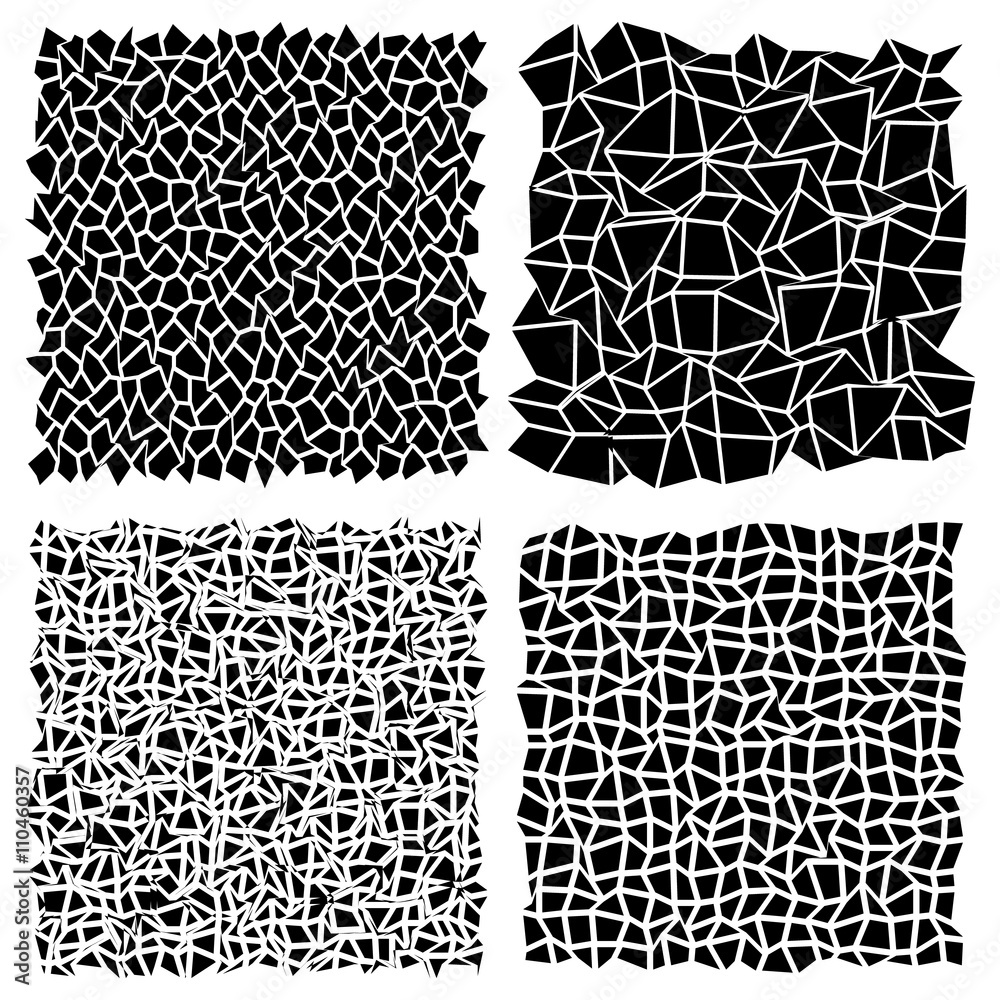 Poster irregular mosaic set. stonework, revetment elements. asymmetric