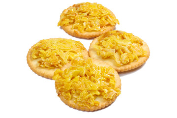 cracker with backed durian isolate on white
