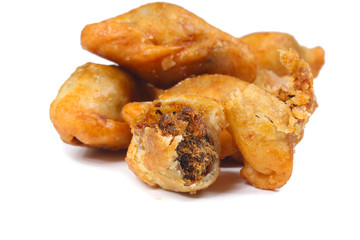 Puff Pastry with dried shredded pork isolate on white
