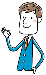 イラスト素材：ビジネスマン　OK　サイン
