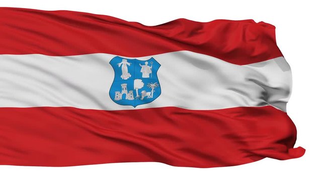 Asunction Capital City Flag of Paraguay, Isolated Realistic 3D Animation, Seamless Loop - 10 Seconds Long