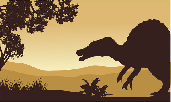 Landscape of spinosaurus in hills