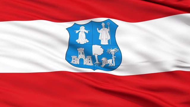 Asunction Capital City Flag of Paraguay, Close Up Realistic 3D Animation, Seamless Loop - 10 Seconds Long