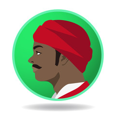 indian man profile icon, face as seen from the side, avatar, vector illustration