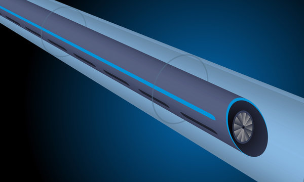 futuristic transportation system (train running through the tube) image illustration