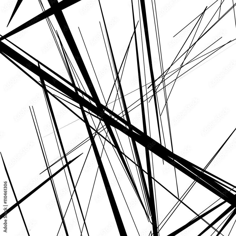 Poster abstract, irregular lines pattern, background. monochrome geomet