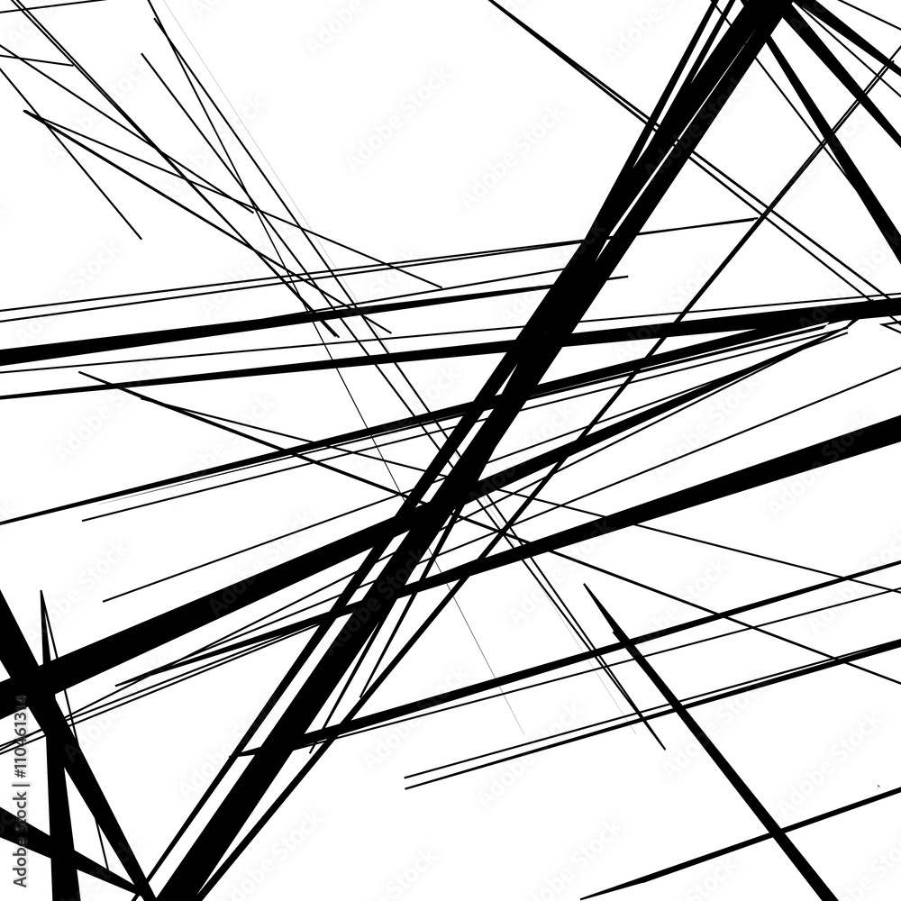 Fototapete abstract, irregular lines pattern, background. monochrome geomet