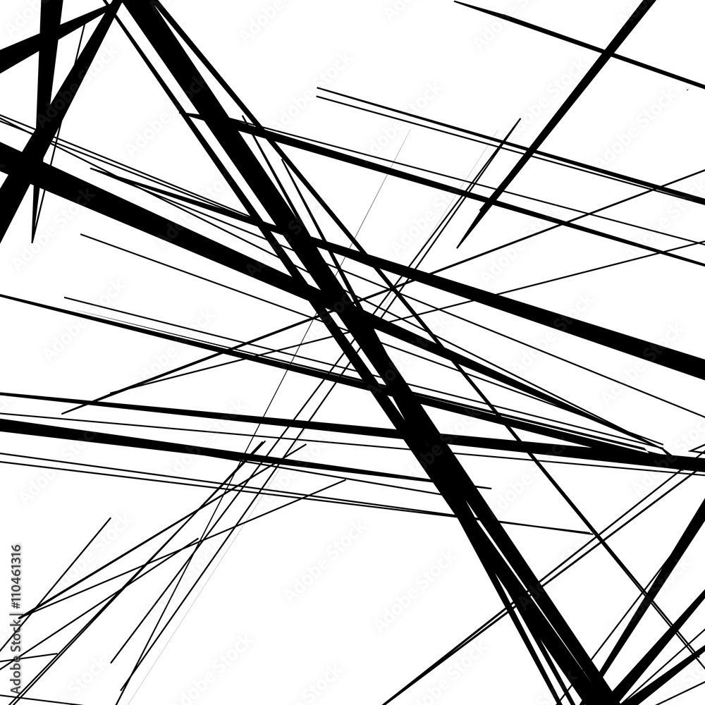 Aufkleber abstract, irregular lines pattern, background. monochrome geomet
