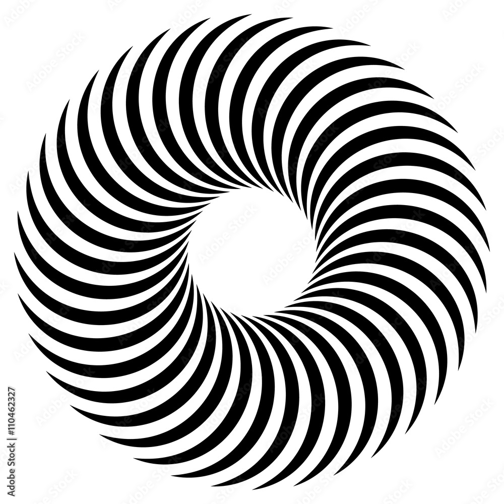 Poster abstract spiral, vortex element. radiating, radial bent lines.