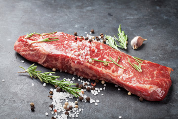 Raw striploin steak