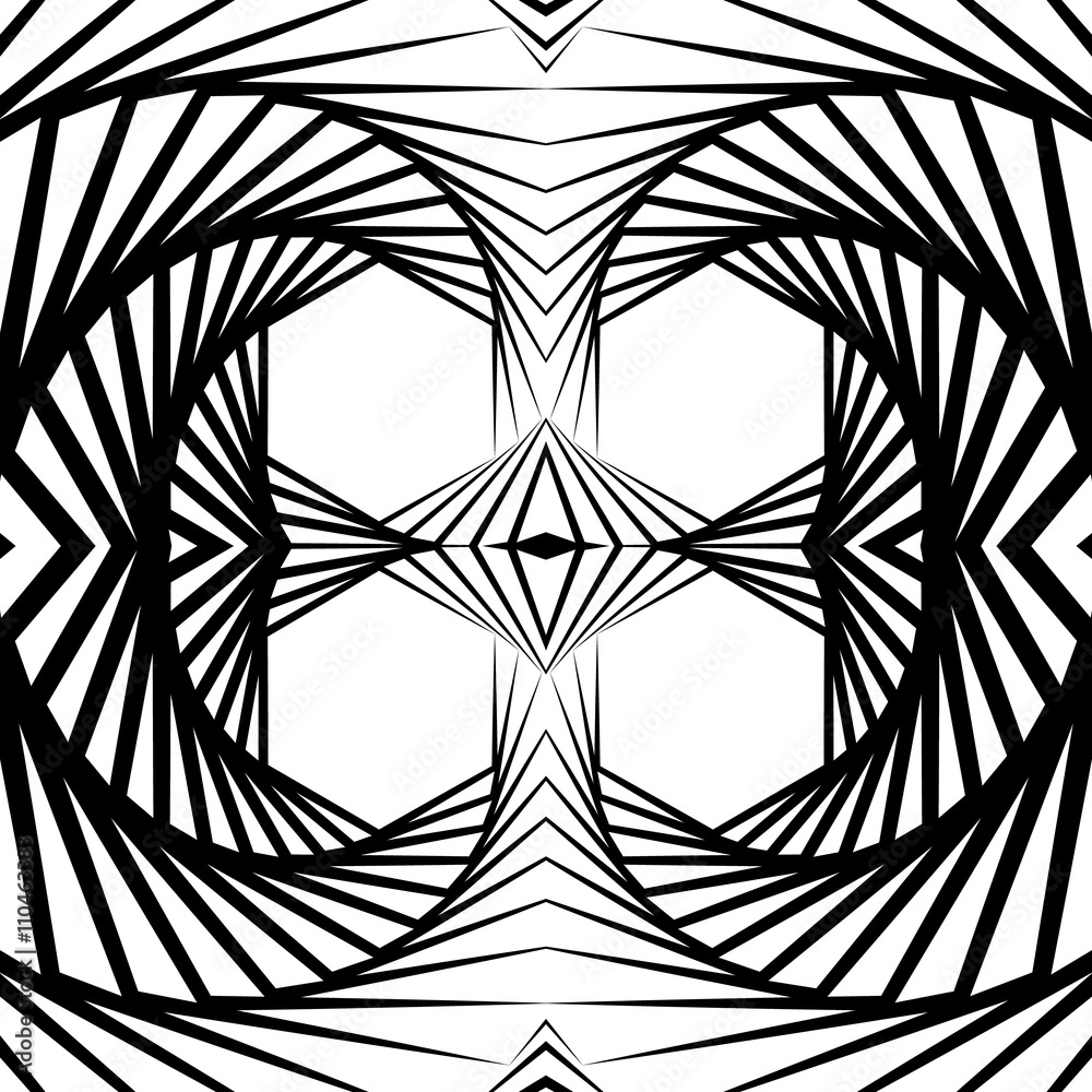 Aufkleber Abstract mirrored vortex background, pattern. Spirally monochrom