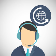 Call center design. Customer service icon. Flat illustration