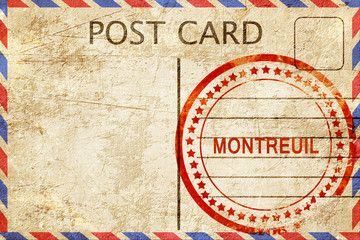 Fototapeta premium montreuil, vintage postcard with a rough rubber stamp