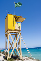 Yellow life guard station.