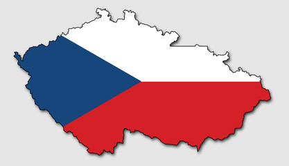 Map of Czech Republic, Filled with the National Flag 