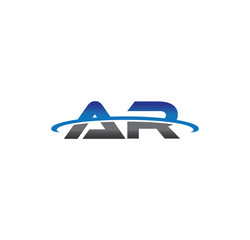 ar alphabet with swoosh grey and blue