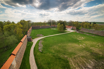 Lithuania: aerial view of gothic Medininkai castle