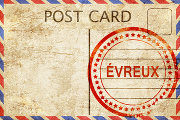 Evreux, vintage postcard with a rough rubber stamp