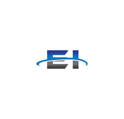 ei alphabet with swoosh grey and blue