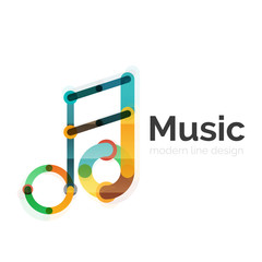 Music note logo, flat thin line geometric design