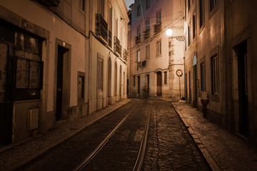 Fototapeta na wymiar European street at night