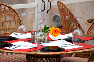 Street cafe tables and chairs