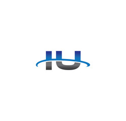 iu alphabet with swoosh grey and blue