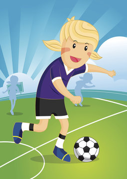 Illustration Cartoon character Girl Soccer Player