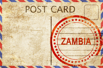 Zambia, vintage postcard with a rough rubber stamp