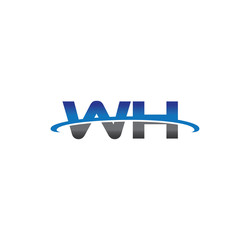 wh alphabet with swoosh grey and blue