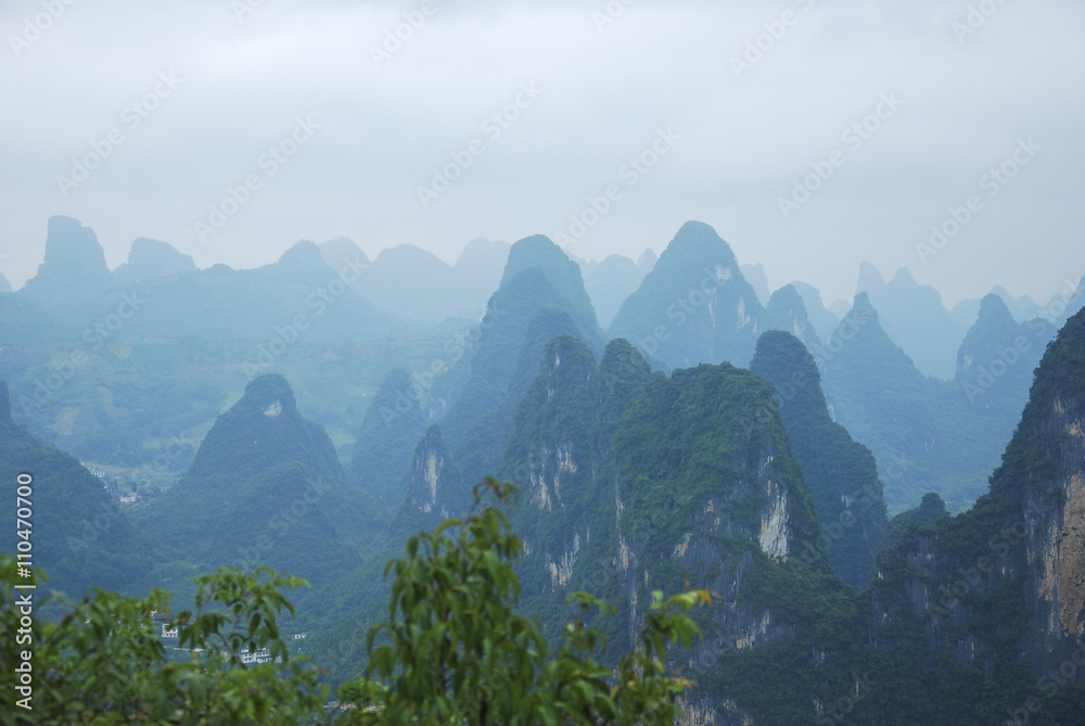 Wall mural beautiful karst mountains scenery