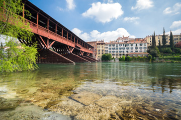 Bridge of the Alpini in Bassano del Grappa, Vicenza, Italy.