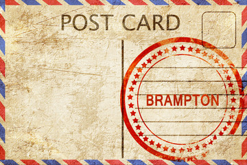 Brampton, vintage postcard with a rough rubber stamp