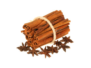 Cinnamon sticks and star anise spice