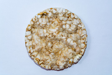 round whole grain crispbread closeup
