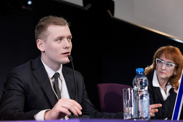 Businessman giving presentation