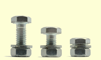 bolts washers and nuts on a white background
