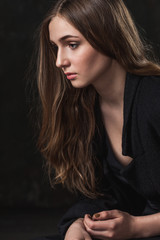 Fototapeta premium portrait of a girl with sad eyes