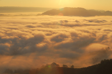 Great views of Sunrise with mountains and cloud.