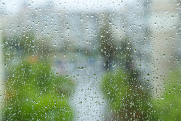 raindrops on glass blurred