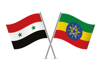 Syrian and Ethiopian flags. Vector illustration.