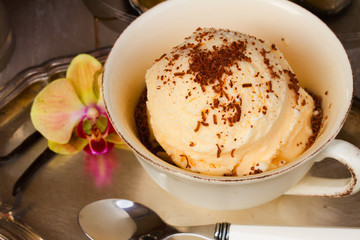 glass with vanilla ice-cream
