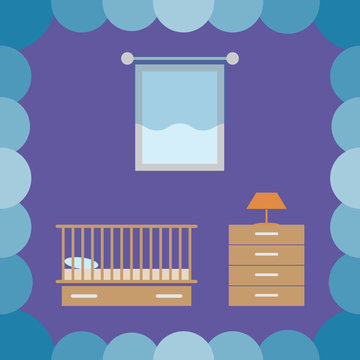 Children bedroom. Vector illustration.