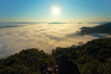 Great views of Sunrise with mountains and cloud.