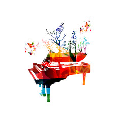  Colorful music background with piano and butterflies © abstract