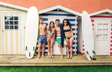Group of people in swimsuit having fun outdoors