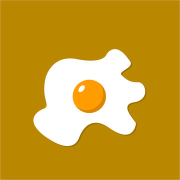 One fried egg on a yellow background