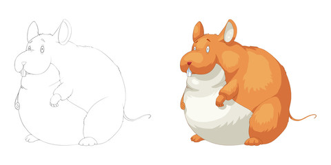 Creative Illustration and Innovative Art: Animal Set: Sketch Line Art and Coloring Book: Marmot Squirrel. Realistic Fantastic Cartoon Style Character Design, Wallpaper, Story Background, Card Design