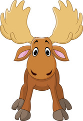 Cartoon happy moose with big horns