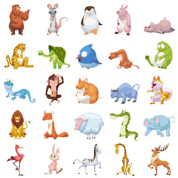 Creative Illustration and Innovative Art: 25 Animals Sets isolated on White Background. Realistic Fantastic Cartoon Style Artwork Character Design Wallpaper Card Game Design Jigsaw Puzzle Design